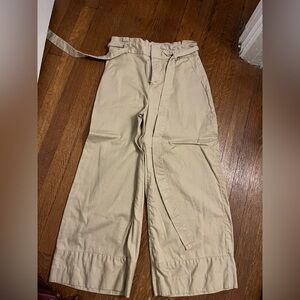 Banana Republic Women’s Khaki Wide-Leg Pants with tie waistband.